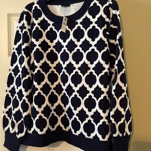 Talbots Navy Geometric Sweatshirt